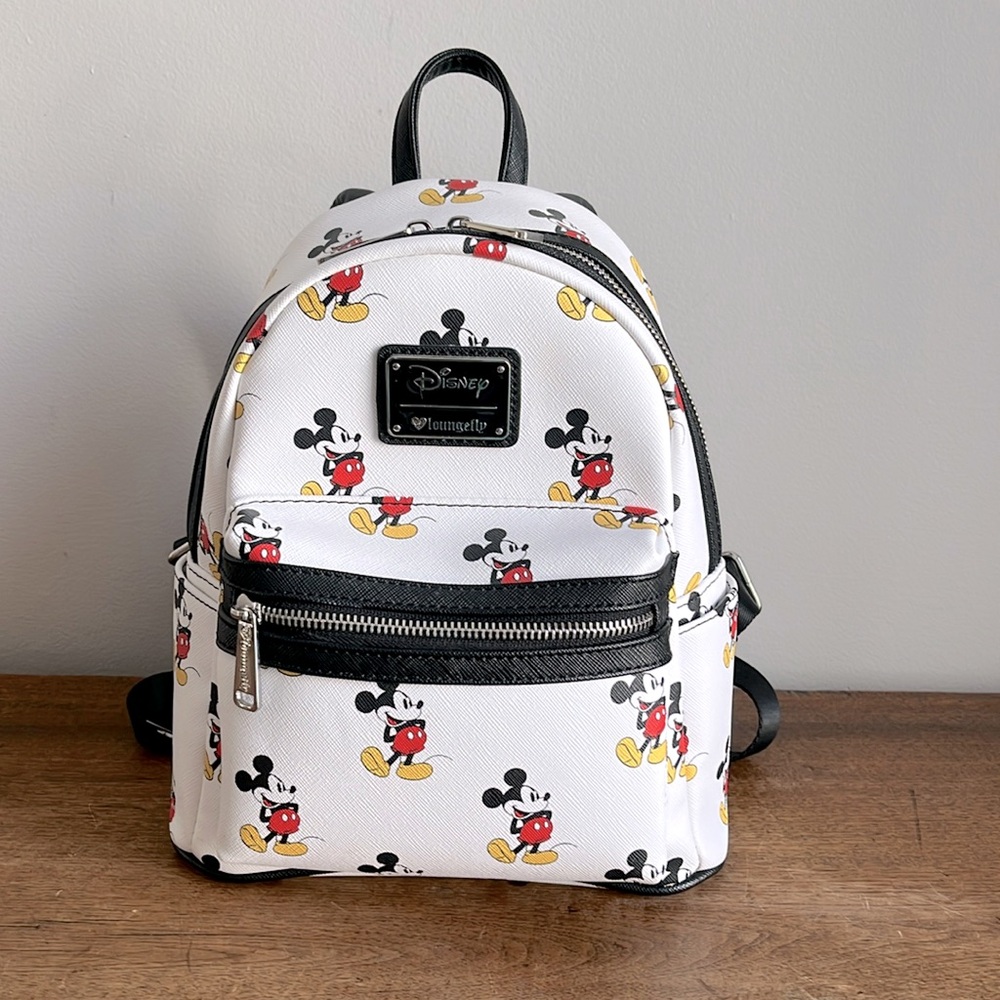 Loungefly White and Black Mini Bag with Mickey Mouse Design
